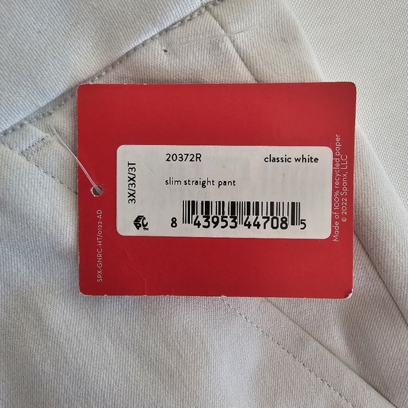 NWT Spanx On-The-Go Slim Straight Pants White Plus Size 3X Pull On - Picture 5 of 11